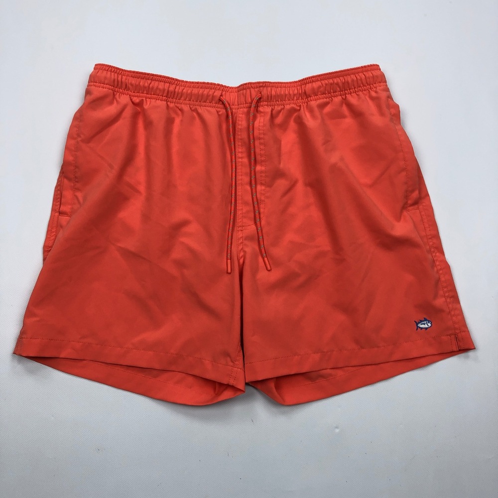 Southern Tide Skipjack Men XL Swim Trunks Coral Orange Mesh Lined 6 Inseam